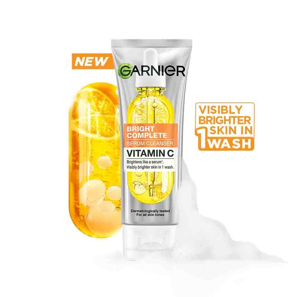 Garnier Bright Complete Vitamin C Super UV Serum Cleanser bottle
